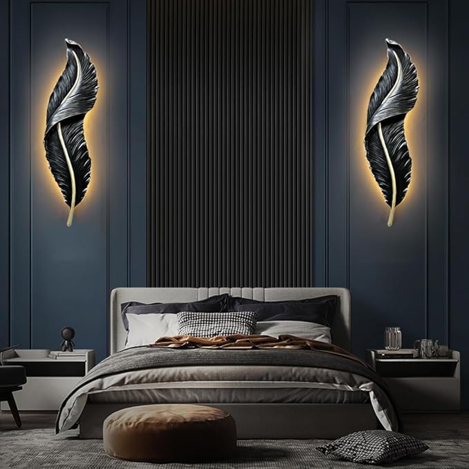 Leaf/Feather Mounted Antique Decorative Wall Scone Light Lamp for Living Room,Bedroom and Office Wall Decoration